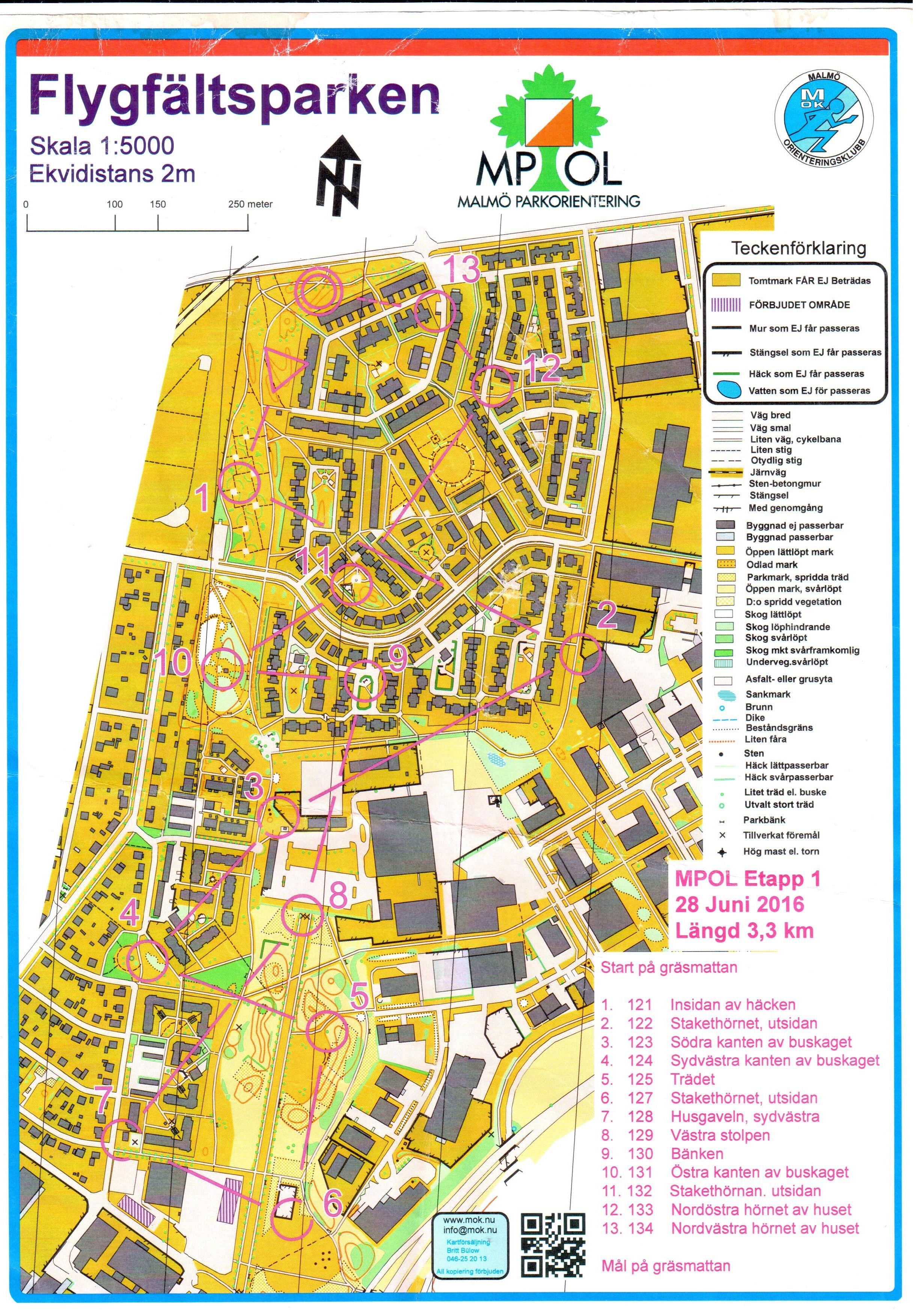 Malmö parkorientering etapp 1- Finns även på livelox (2016-06-28)