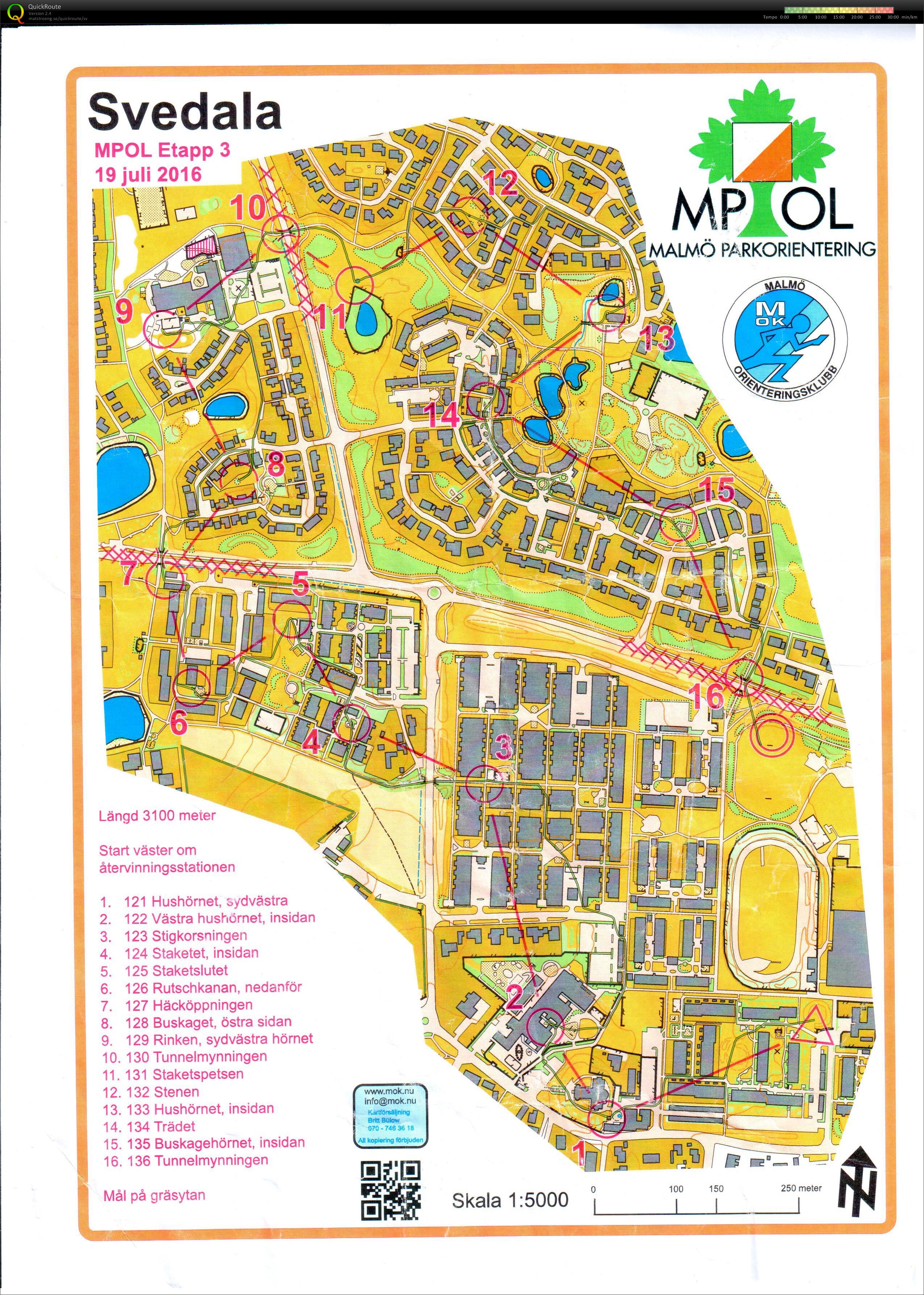 Malmö parkorientering etapp 4 - Finns även på livelox (2016-07-19)