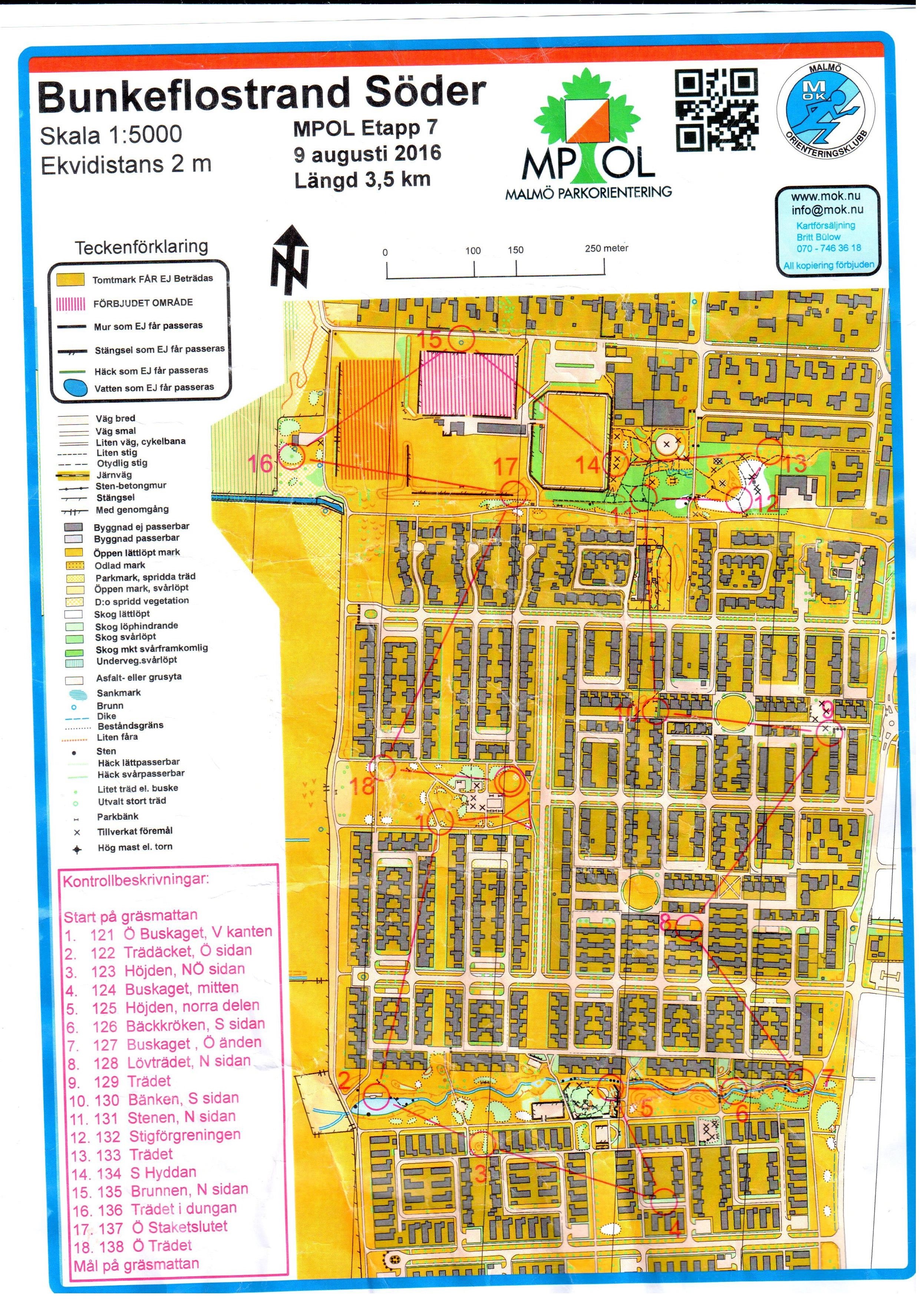 Malmö parkorientering etapp 7 - Finns även på livelox (2016-08-09)