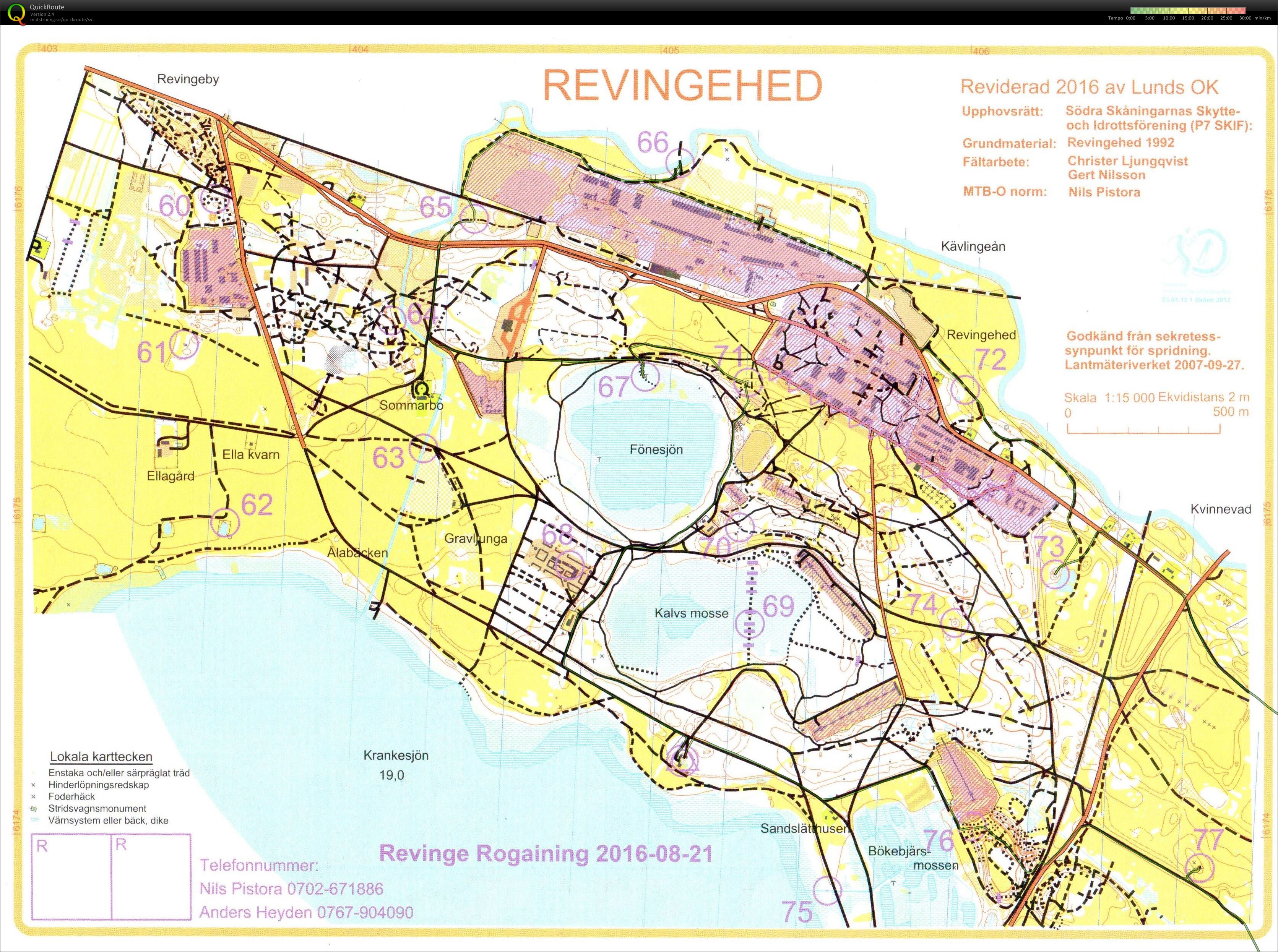 Revinge Rogaining 2016 del 1 av 4/1:15 000 delen (2016-08-21)