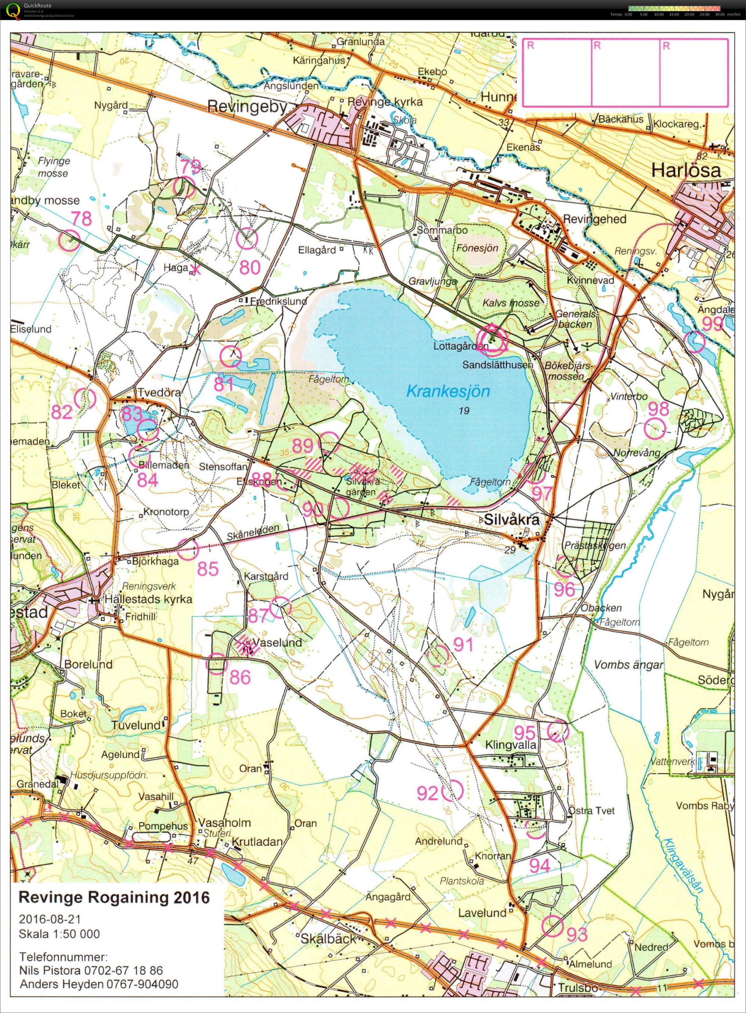 Revinge Rogaining 2016 del 2 av 4/1:50 000 delen (2016-08-21)