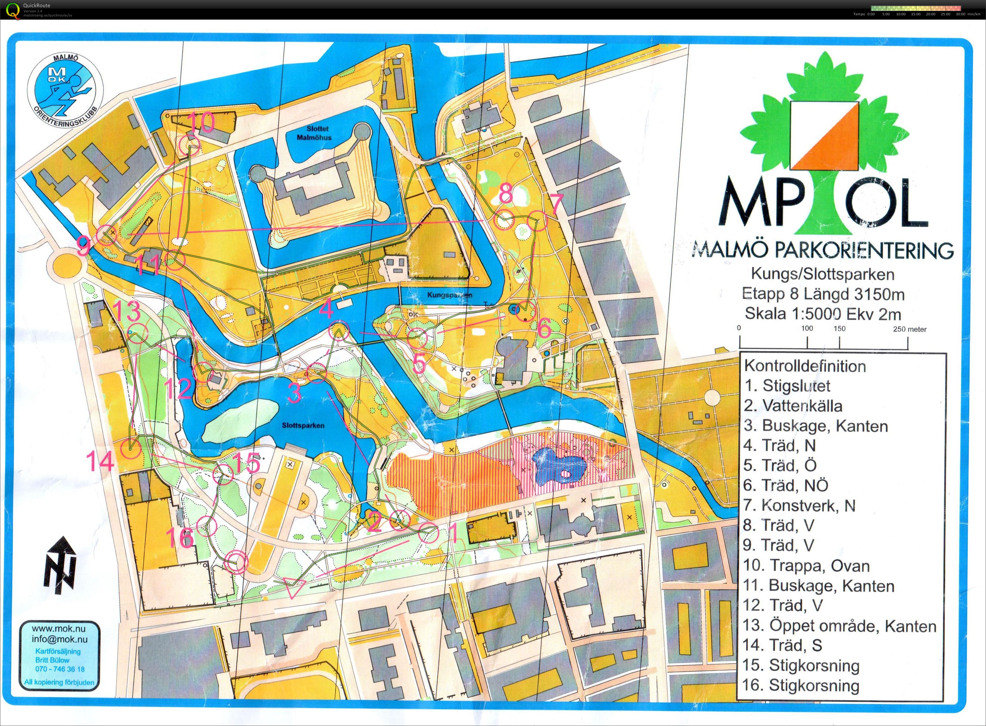 Malmö parkorientering etapp 8 - Finns även på Livelox (2017-08-15)